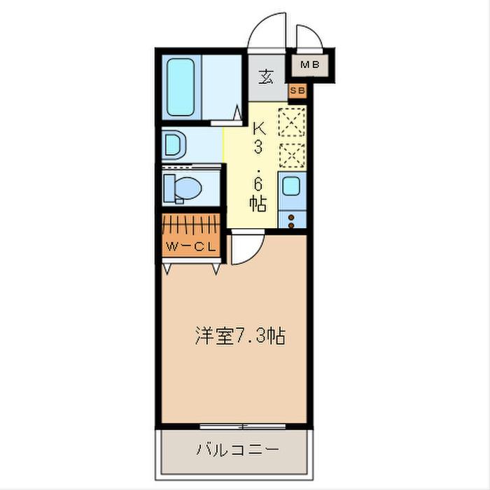 キャメル草加氷川町II(1K/1階)の間取り写真