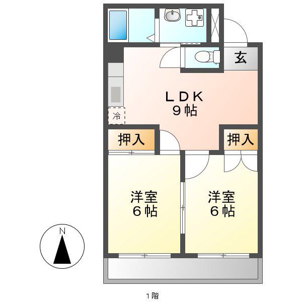 コーポ川原(2DK/5階)の間取り写真