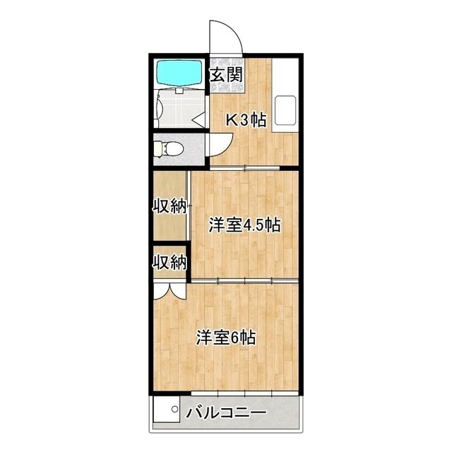 田島ハイツA(2K/1階)の間取り写真