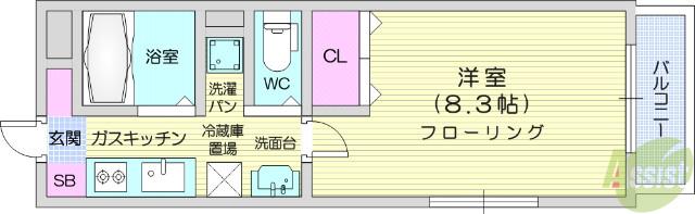 スターリット上杉(1K/4階)の間取り写真