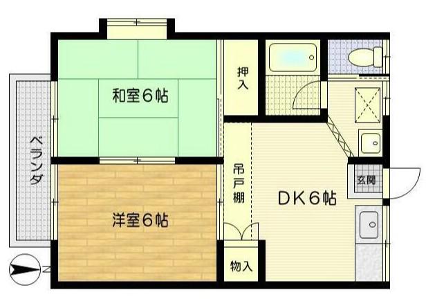 第2野崎コーポ(2DK/1階)の間取り写真