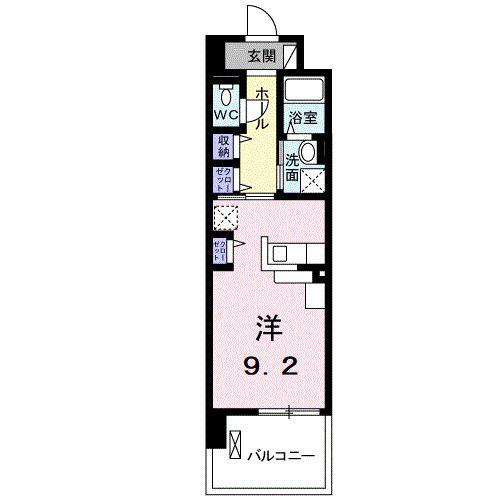 クレアトゥール(ワンルーム/2階)の間取り写真