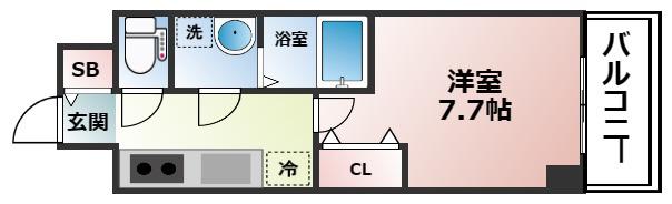 MELDIA CREST TAPP NAMBA ウエスト(1K/13階)の間取り写真