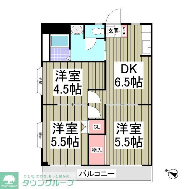 ニュープリンスマンション(3SDK/3階)の間取り写真