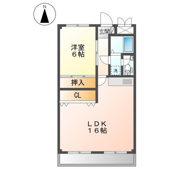 サンライフ大元(1LDK/2階)の間取り写真