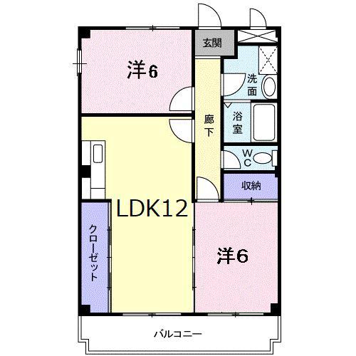 サクセスハイツ(2LDK/2階)の間取り写真