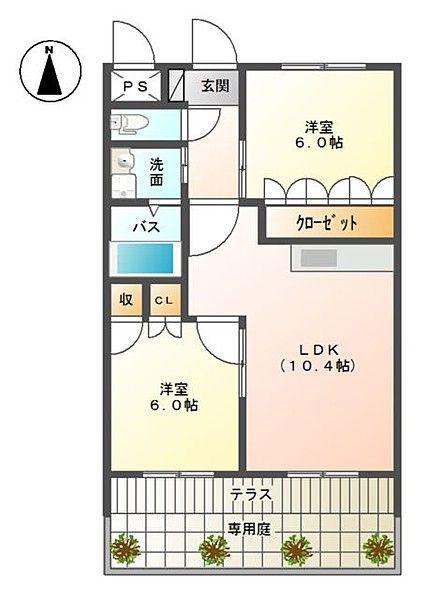 グランド・ソレイユ(2LDK/1階)の間取り写真