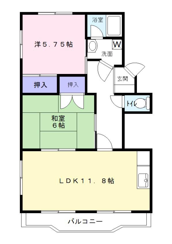 山王ハイツ(2LDK/3階)の間取り写真