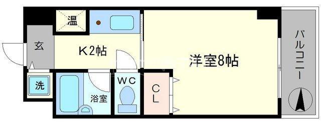 地下鉄御堂筋線 なんば駅(大阪メトロ) 徒歩5分 10階建 築32年(1K/6階)の間取り写真