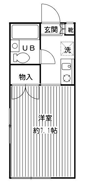 カルム鶴ヶ峰(1K/2階)の間取り写真