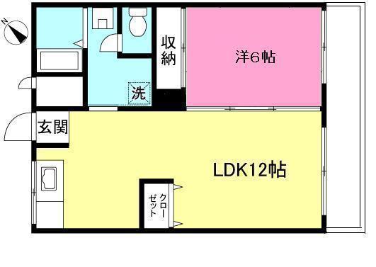 柿生サンハイツII(1LDK/2階)の間取り写真