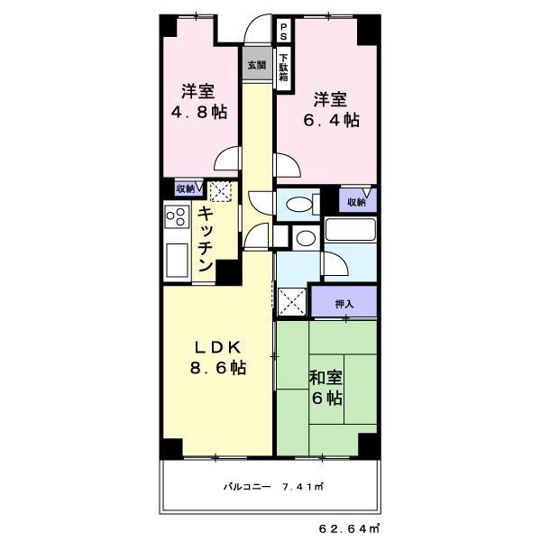 ツインズ浦和(3LDK/2階)の間取り写真