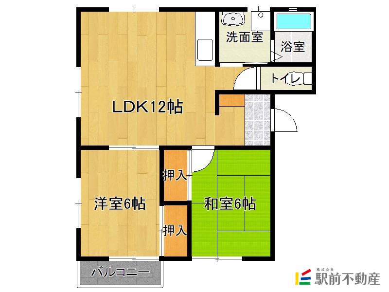 コーポ諸富A棟(2LDK/2階)の間取り写真