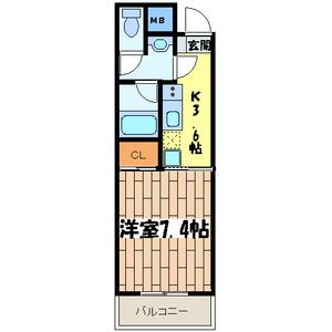 グレース川崎Ⅲ(1K/3階)の間取り写真