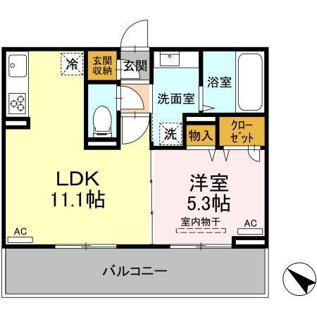 D-ROOMA隈府A・B(1LDK/2階)の間取り写真