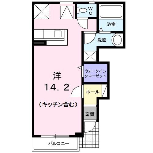 グランツII(ワンルーム/1階)の間取り写真