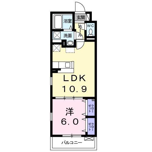ルミウス祇園(1LDK/1階)の間取り写真