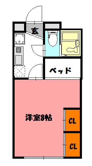 タウンコート上ノ丸(1K/1階)の間取り写真