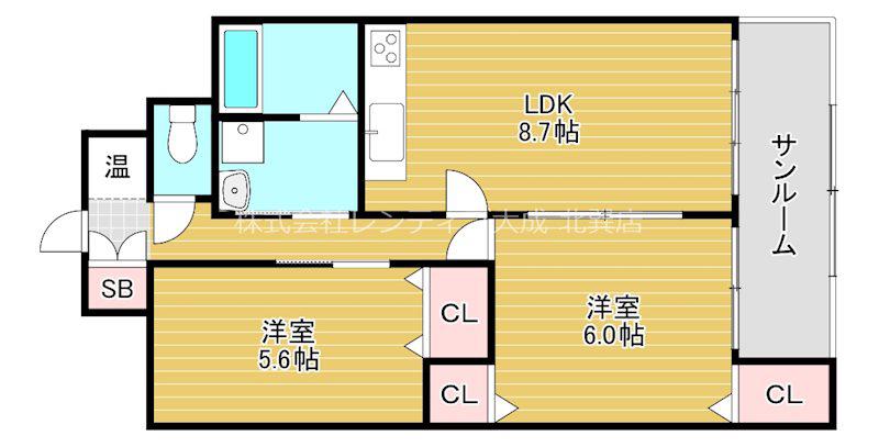 ヒューマニー(2LDK/3階)の間取り写真