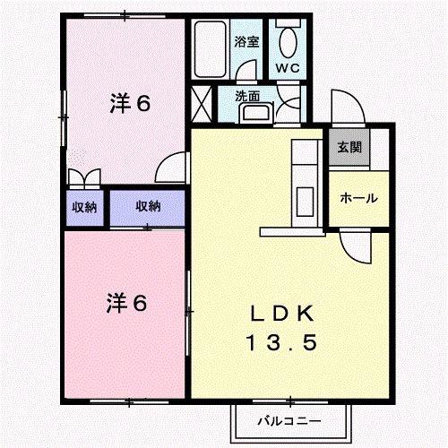 クレストール高柳(2LDK/1階)の間取り写真