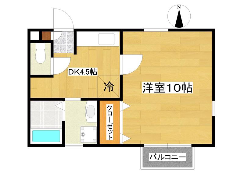 チェリス南明館II(1DK/1階)の間取り写真