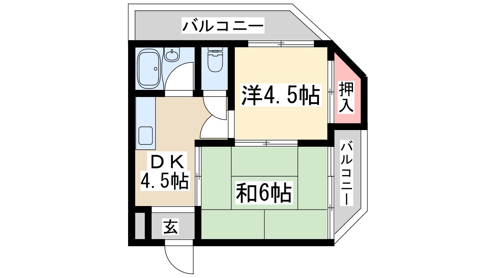 ガルボ淡路(2DK/3階)の間取り写真