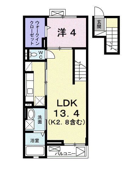 メープルコート(1LDK/4階)の間取り写真