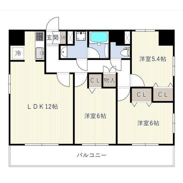 東林ビル(3LDK/10階)の間取り写真