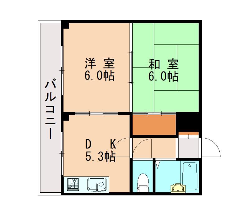 カルム新宮(2DK/4階)の間取り写真