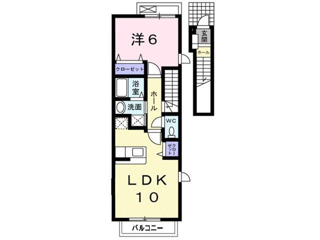 ドリーム(1LDK/2階)の間取り写真