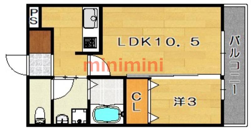 ローザンオークス沢良宜(1LDK/1階)の間取り写真