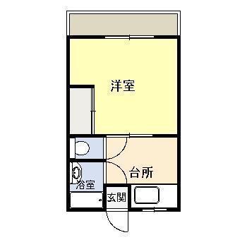 アルカコンネ成富(1DK/1階)の間取り写真