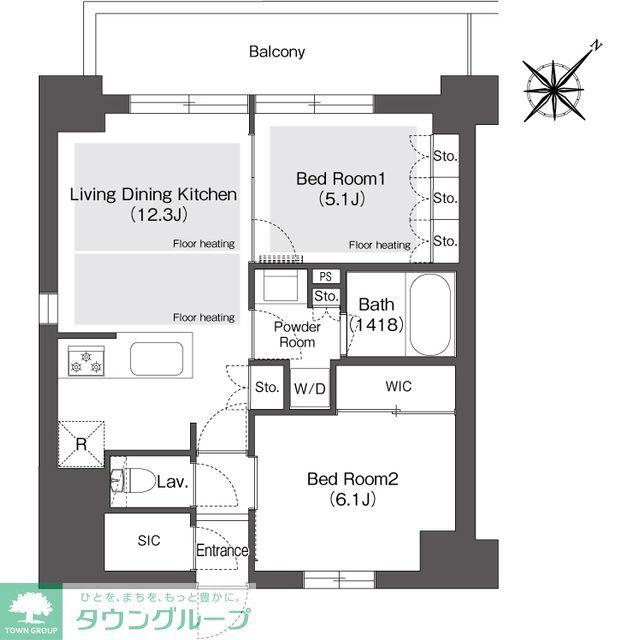 ミレーネ稲毛海岸(2LDK/3階)の間取り写真