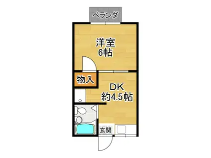 池田ハイツ(1DK/2階)の間取り写真