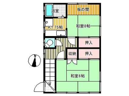 矢澤荘(2K/2階)の間取り写真