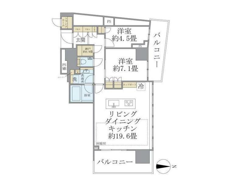 BRILLIA TOWER池袋(1LDK/14階)の間取り写真