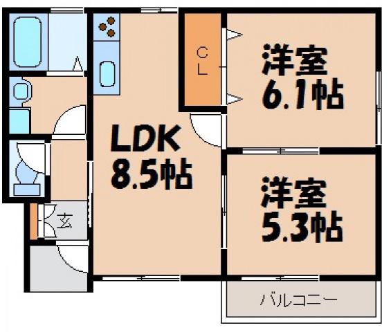 マノワール堀越 1F(2LDK/1階)の間取り写真