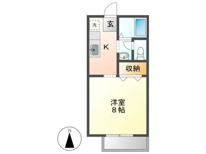 西之浦サンプラザ(1K/1階)の間取り写真