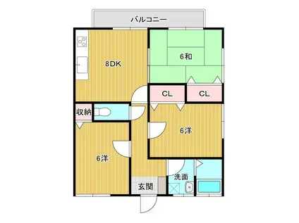 クローバ4L(3DK/2階)の間取り写真