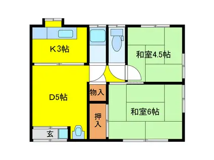 日宇南部(2DK/1階)の間取り写真