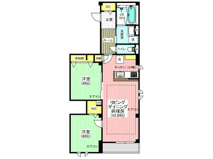 LEI HALE(2LDK/2階)の間取り写真