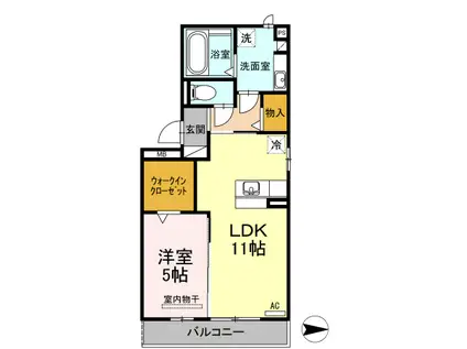 リバーパーク舞鶴(1LDK/1階)の間取り写真