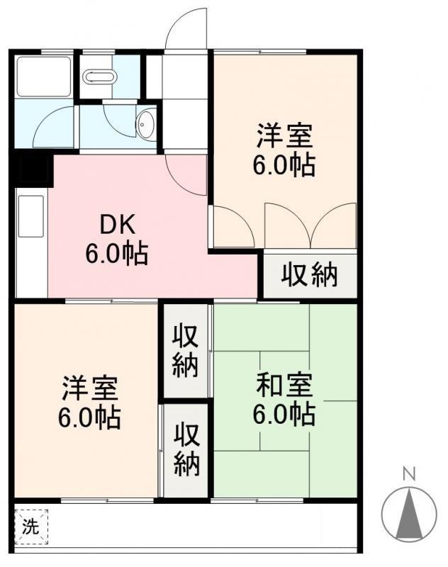 FIRST LUNA(3DK/2階)の間取り写真