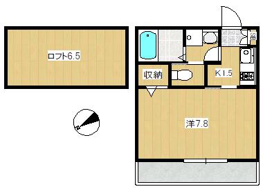 ボヌール(1K/2階)の間取り写真