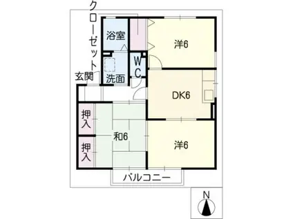 セジュール平井A棟(3DK/2階)の間取り写真