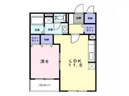 ラ・クレI(1LDK/1階)の間取り写真