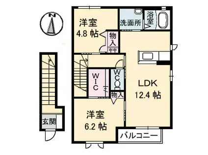 シャーメゾンJUNO C棟(2LDK/2階)の間取り写真