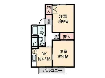 コメヤコーポ(2DK/2階)の間取り写真