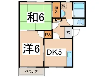 フレグランスマルヤマ C棟(2DK/2階)の間取り写真