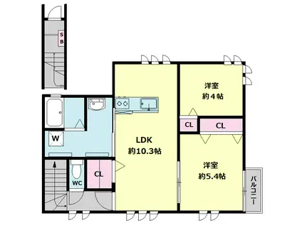 TREND MAISON R-1(2LDK/2階)の間取り写真